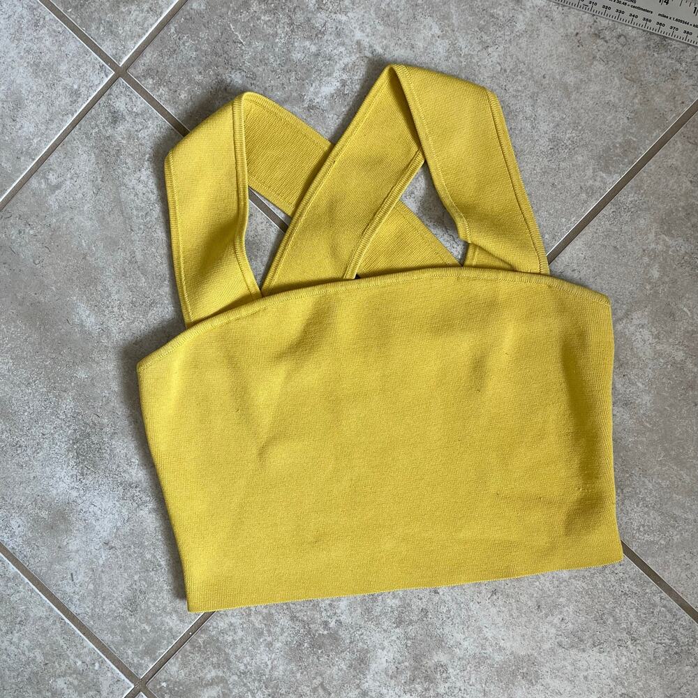 Babaton Aritzia YELLOW Torsten sculpt knit tank top cropped sz S